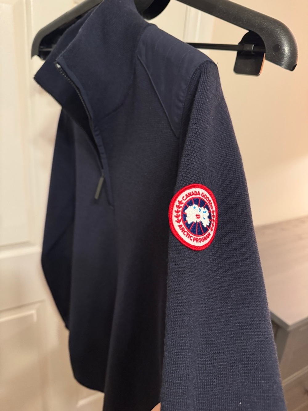 Canada Goose Navy Half-Zip Sweater with Arctic Program Patch